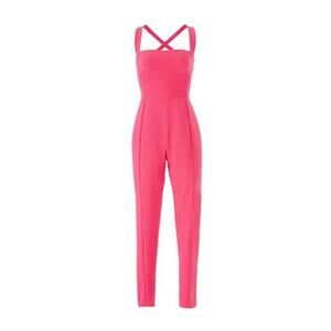 Black Halo Bene Crisscross‎ Cropped Pink Jumpsuit Size 16